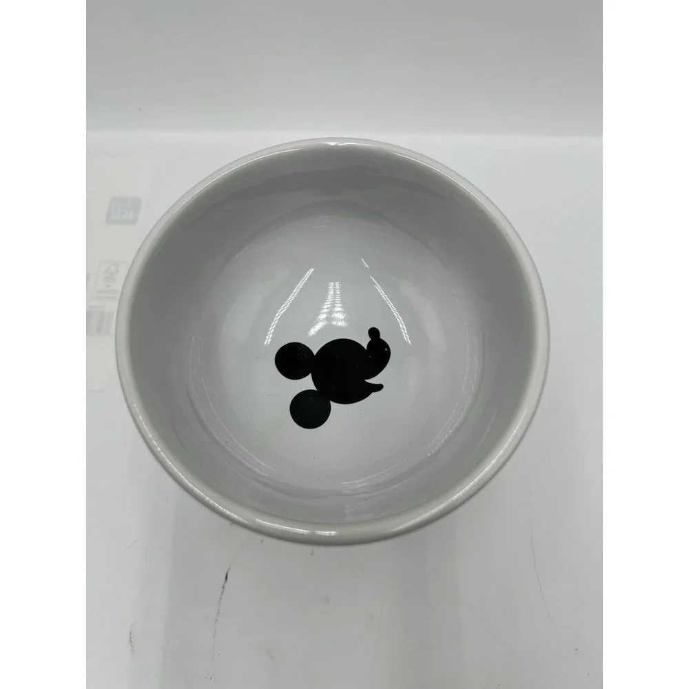 Disney Mickey Mouse Elevated Ceramic Cat Bowl 1.5 Cup Chewy White Black 291403